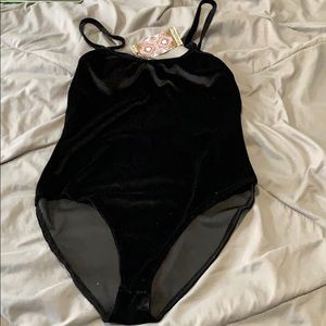 velvet black bodysuit- BooHoo